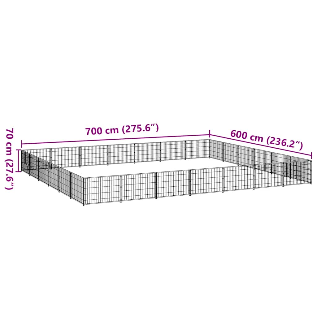 hundeløbegård 42 m² stål sort