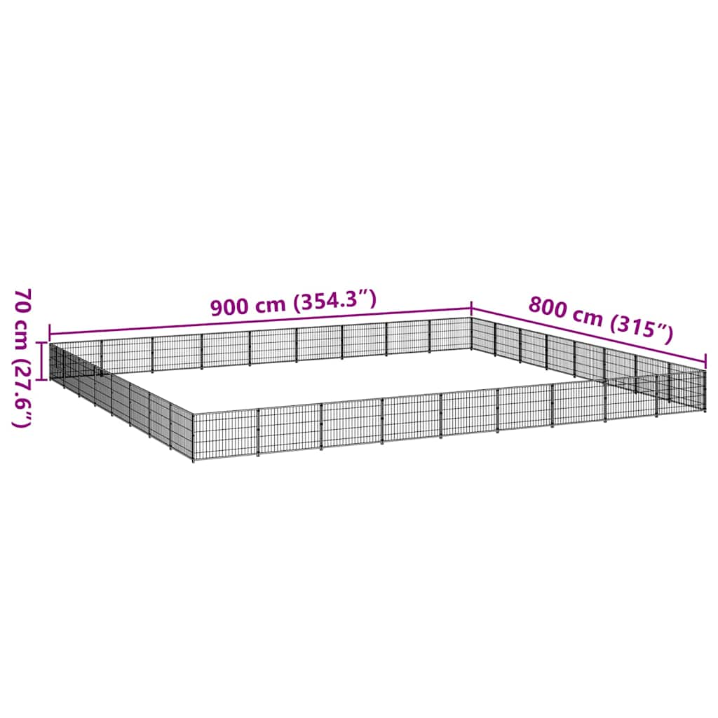 hundeløbegård 72 m² stål sort