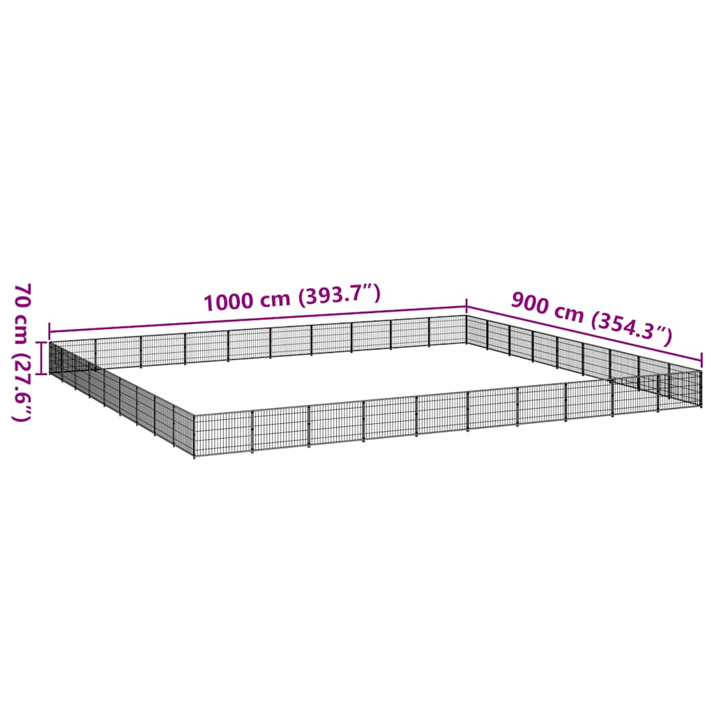 hundeløbegård 90 m² stål sort