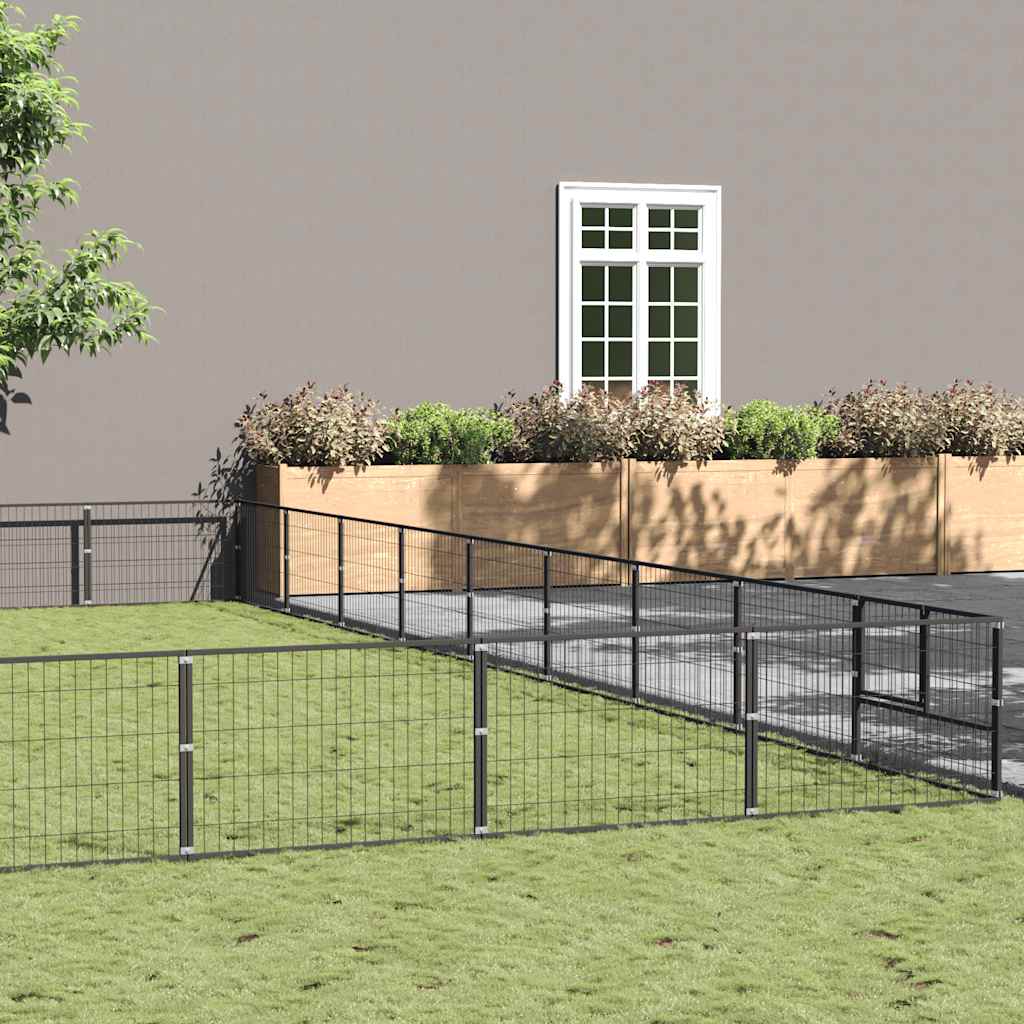 hundeløbegård 90 m² stål sort