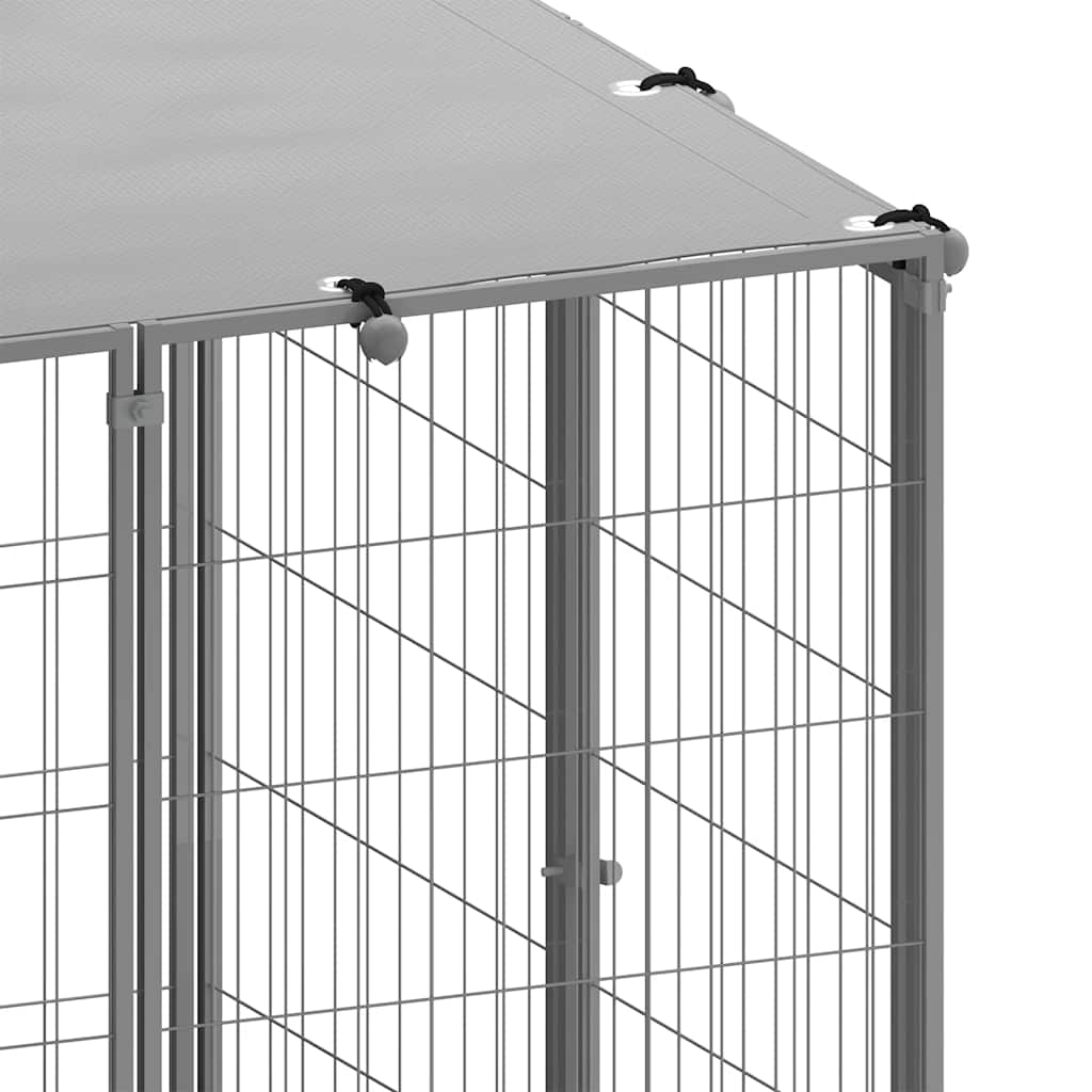 hundeløbegård 6,05 m² stål sølvfarvet