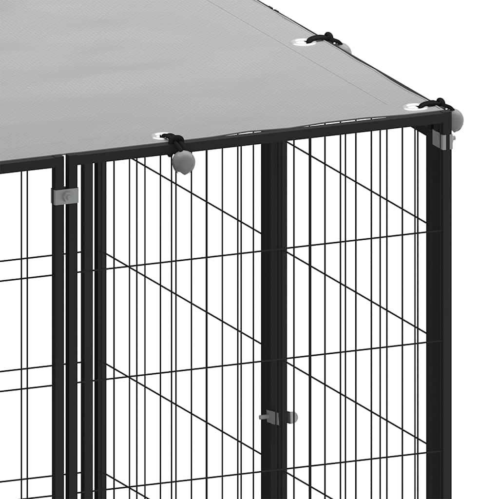 hundeløbegård 19,36 m² stål sort