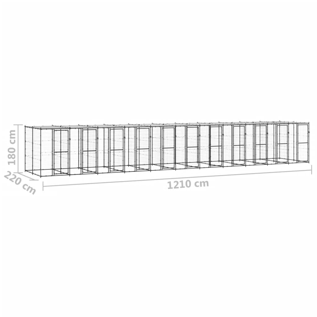udendørs hundebur med tag 26,62 m² stål