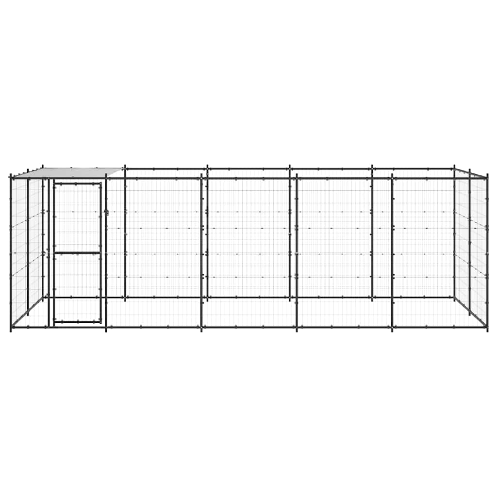 udendørs hundebur med tag 12,1 m² stål