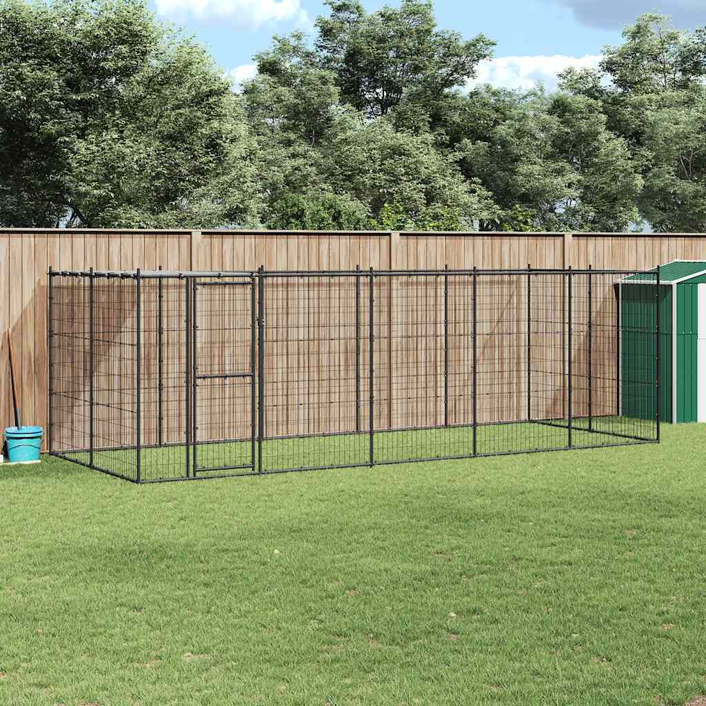 udendørs hundebur med tag 12,1 m² stål