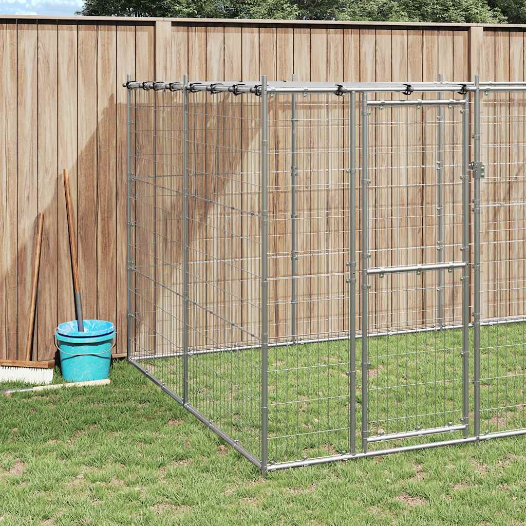 udendørs hundebur med tag 21,78 m² galvaniseret stål