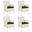 havestole med hynder 4 stk. polyrattan hvid