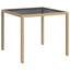 havebord 90x90x75 cm hærdet glas og polyrattan beige