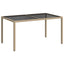 havebord 150x90x75 cm hærdet glas og polyrattan beige