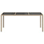 havebord 190x90x75 cm hærdet glas og polyrattan beige