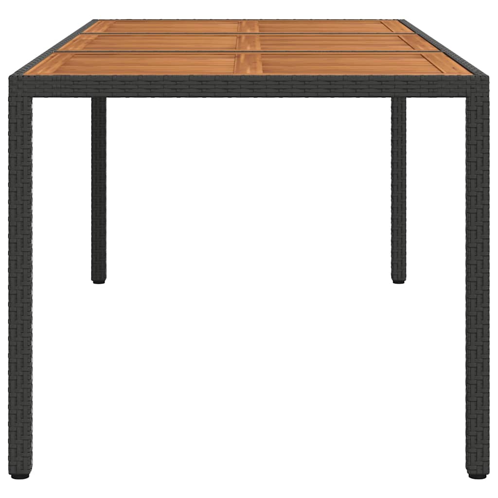 havebord 190x90x75 cm polyrattan og akacietræ sort