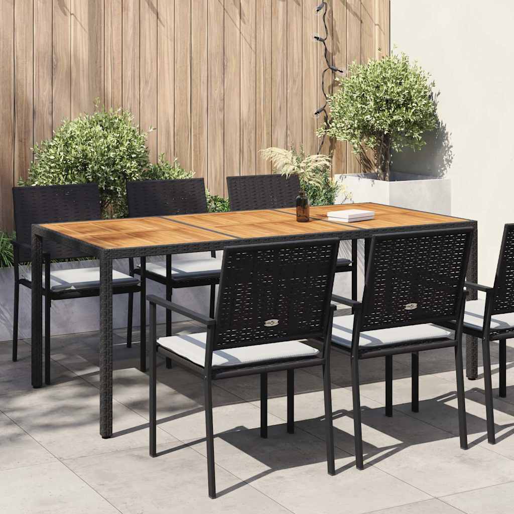 havebord 190x90x75 cm polyrattan og akacietræ sort billede