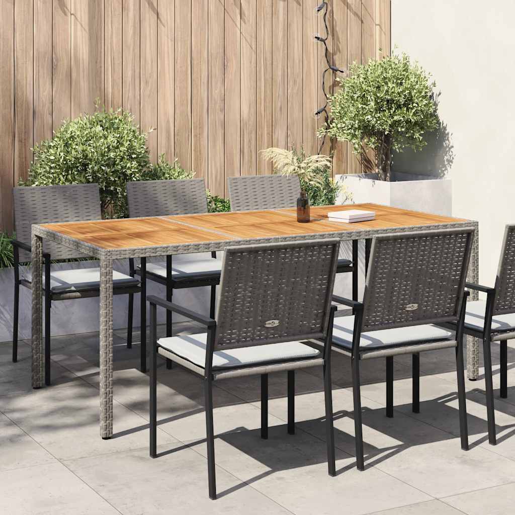 havebord 190x90x75 cm polyrattan og akacietræ grå billede