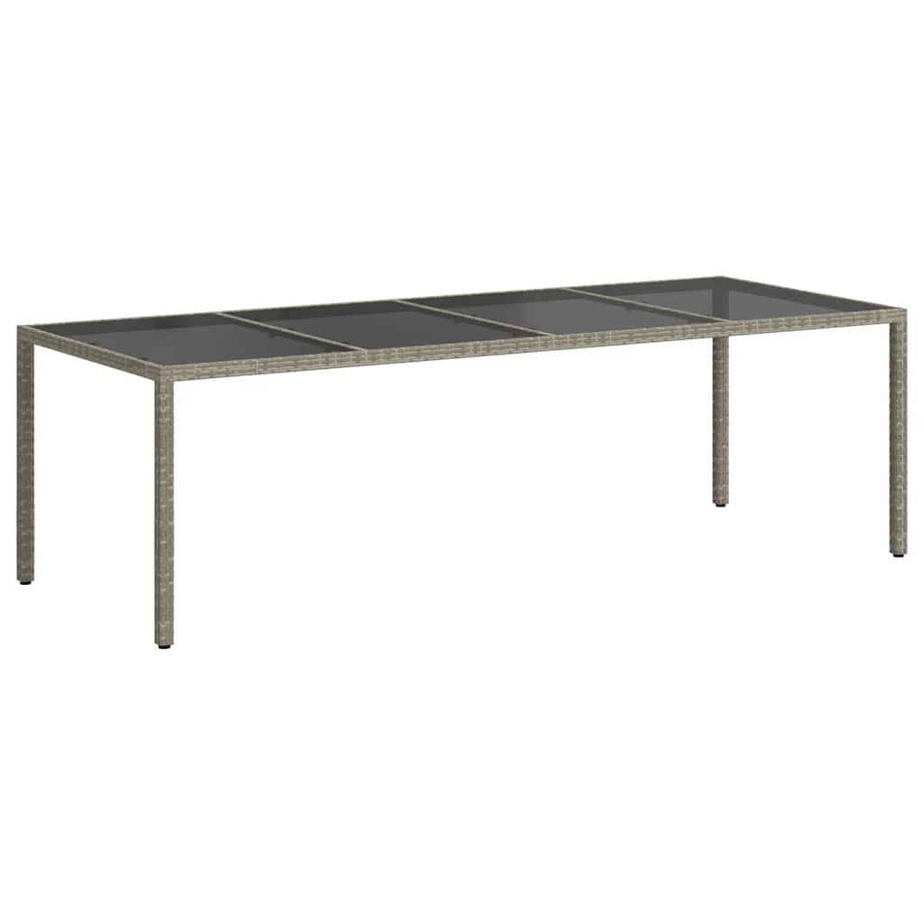 havebord 250x100x75 cm hærdet glas og polyrattan grå