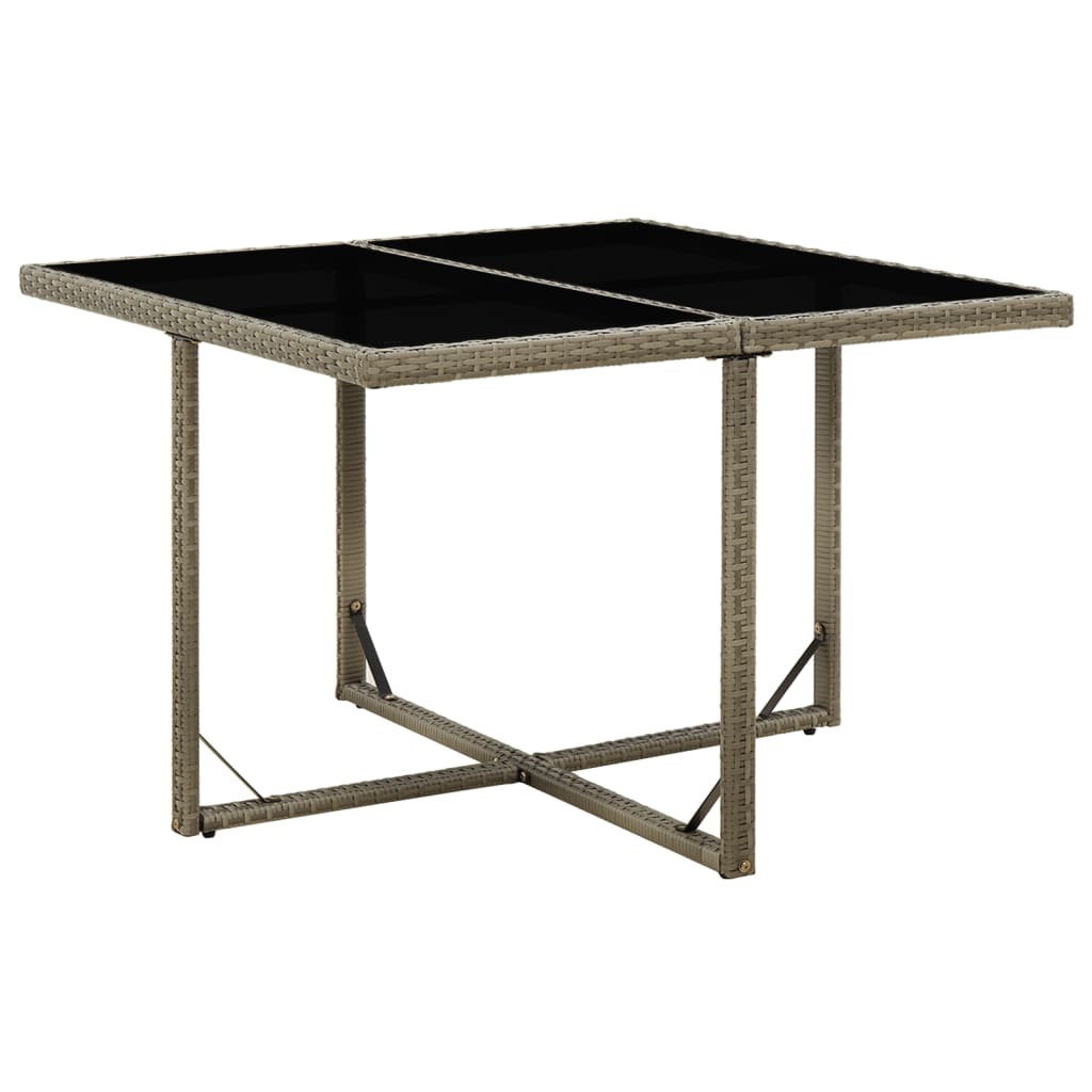 havebord 109x107x74 cm polyrattan og glas grå billede