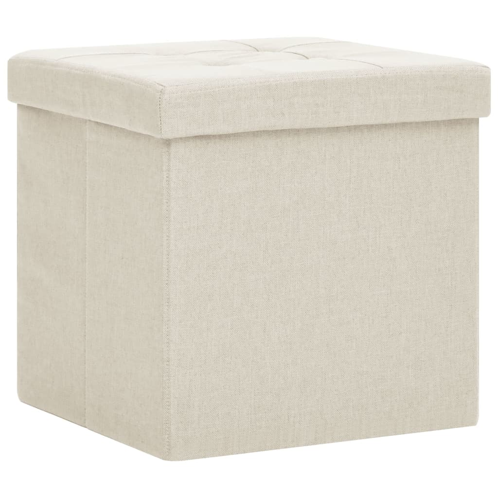 foldbar puf kunstlærred cremehvid