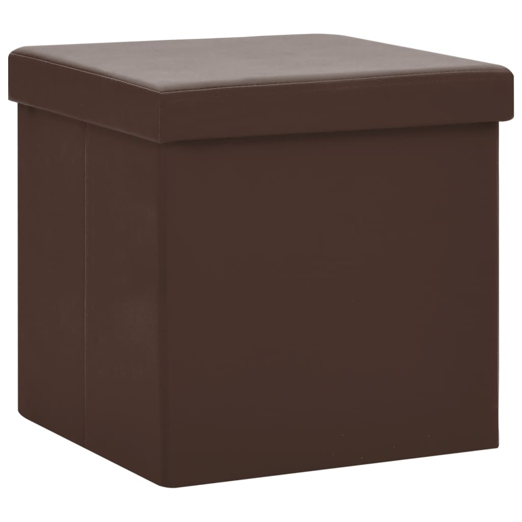 foldbare opbevaringspuffer 2 stk. PVC brun