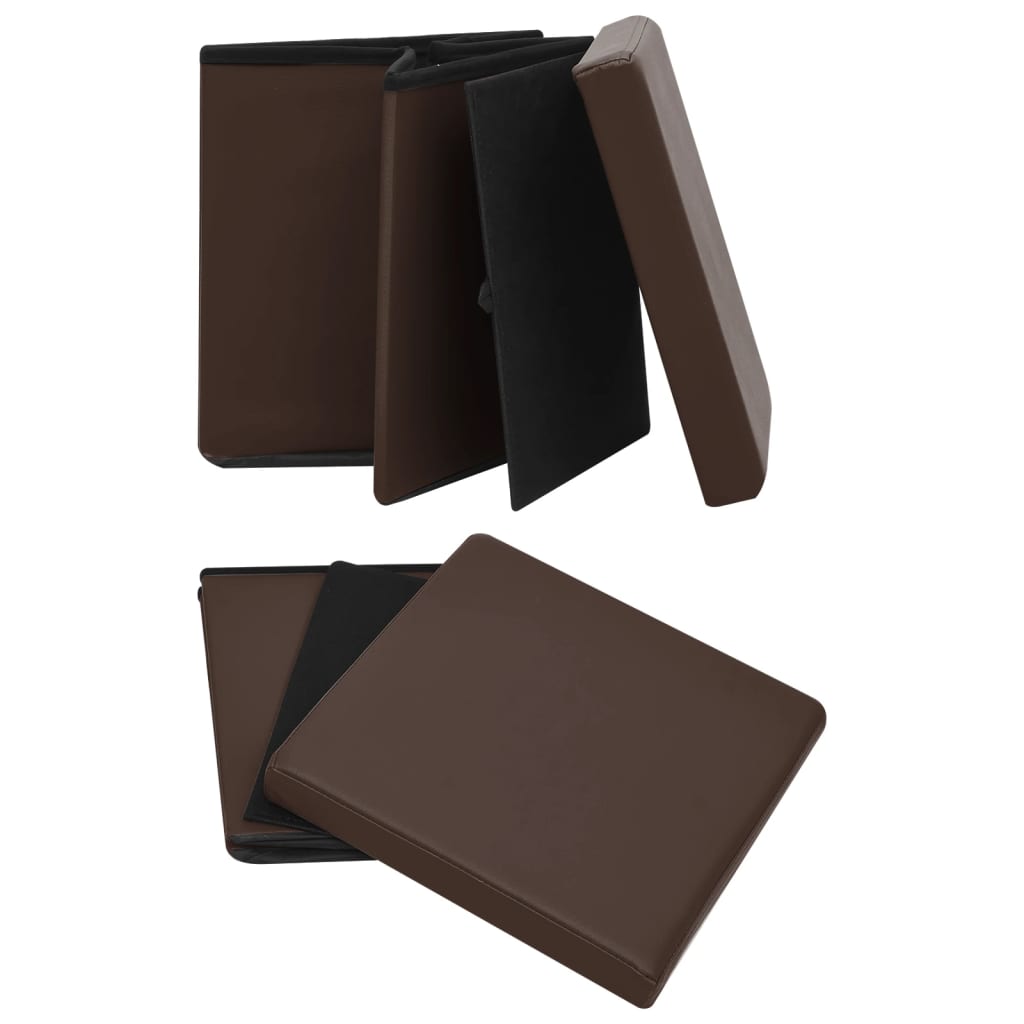 foldbare opbevaringspuffer 2 stk. PVC brun
