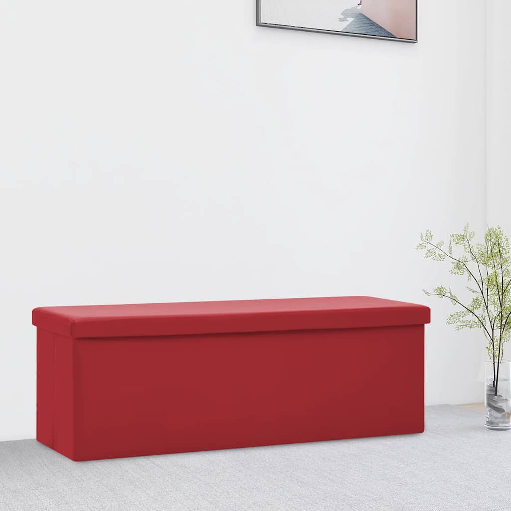foldbar opbevaringsbænk PVC vinrød