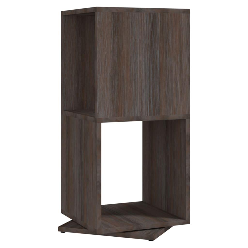 drejelig reol 34,5x34,5x75,5cm konstrueret træ grå og sonoma-eg