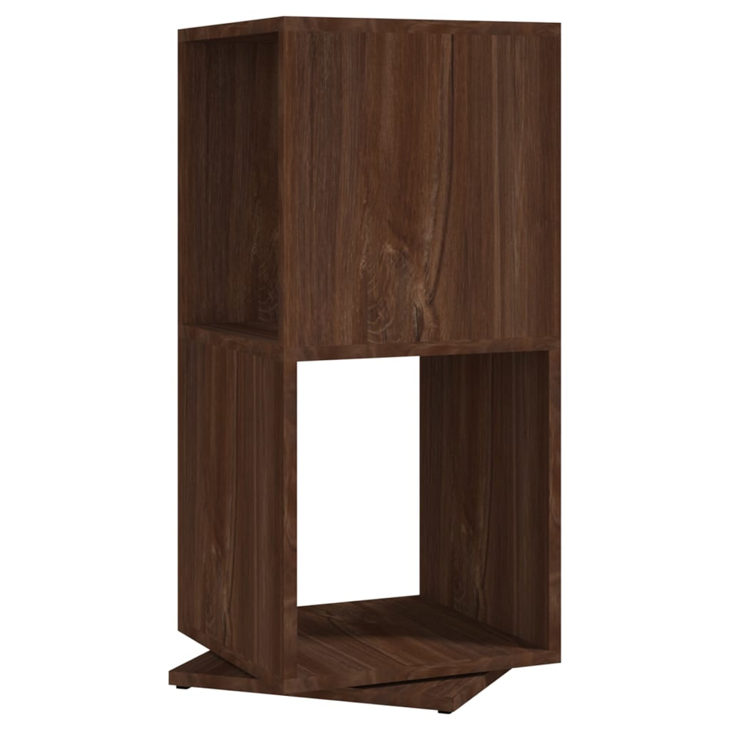 drejelig reol 34,5x34,5x75,5 cm konstrueret træ brun egetræ