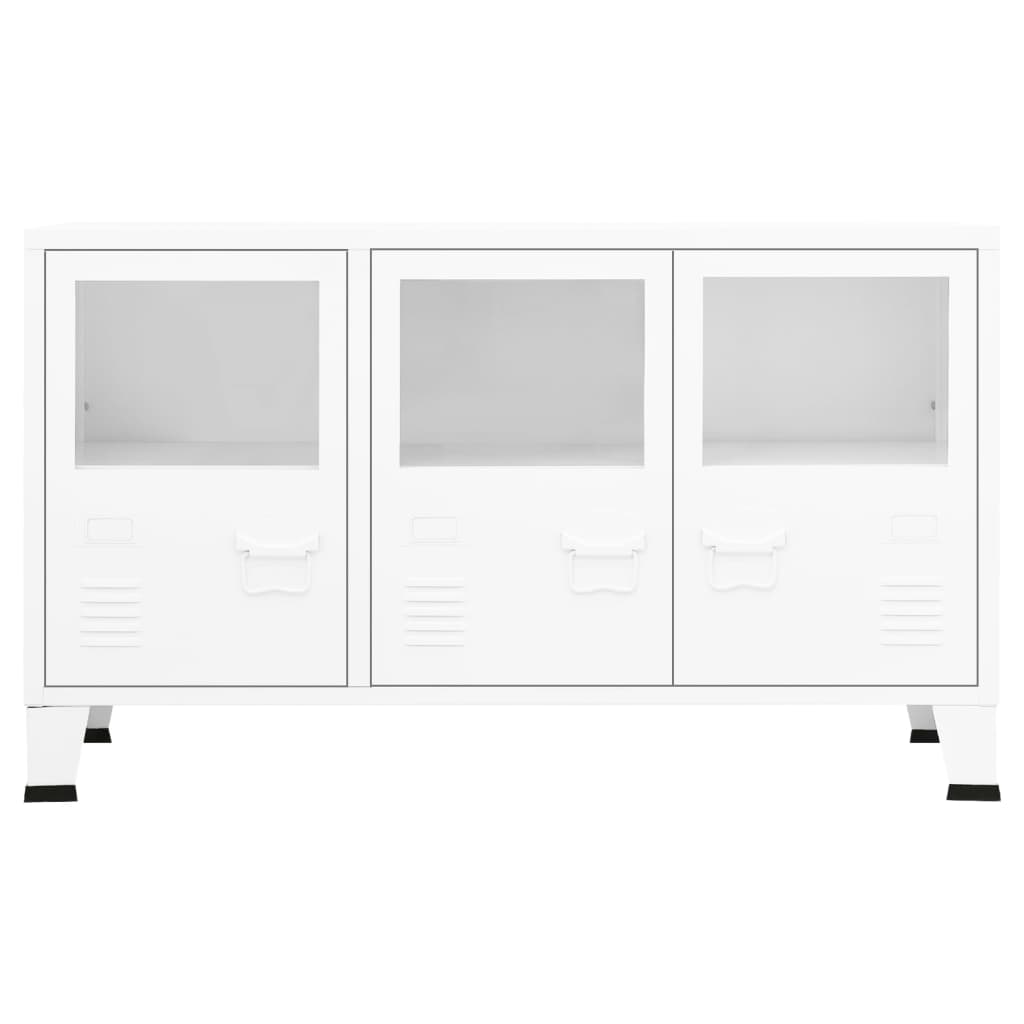 skænk 105x35x62 cm metal og glas hvid
