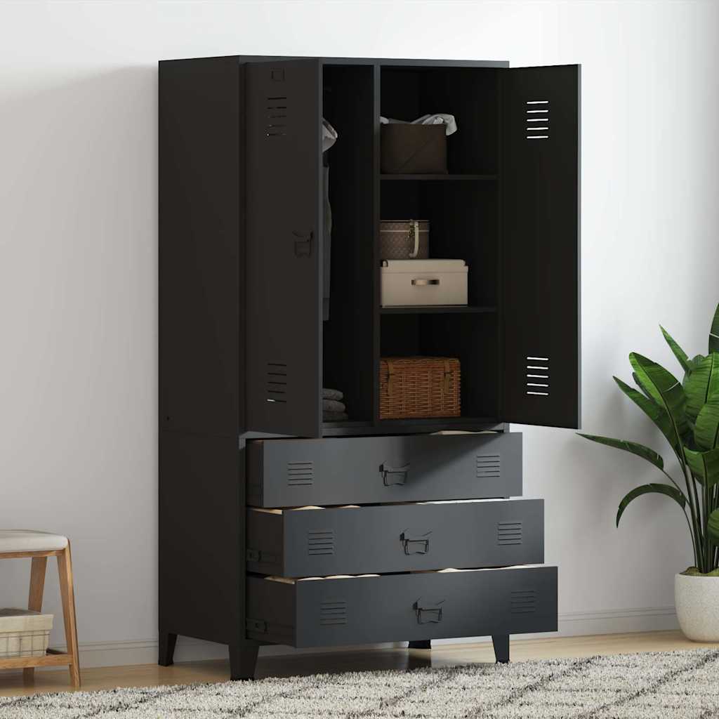 industrielt klædeskab 90x50x180 cm metal sort billede