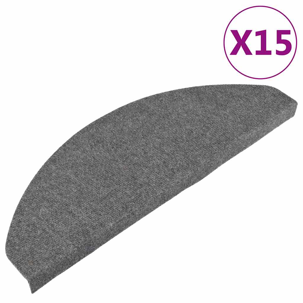 trappemåtter 15 stk. 65x22,5x3,5 cm selvklæbende grå