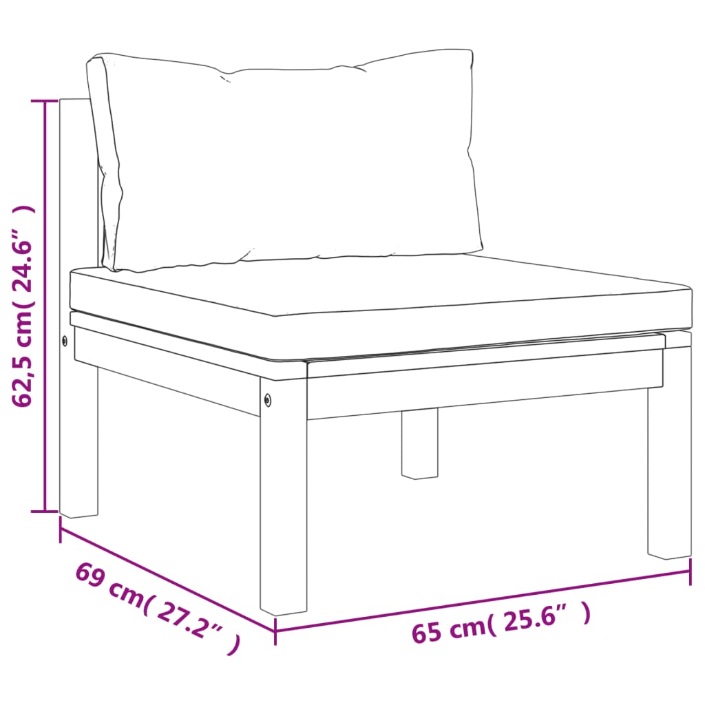 loungesæt til haven 4 dele med hynder massivt akacietræ