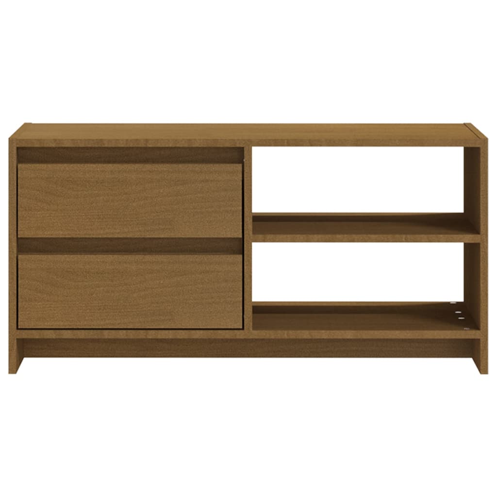 tv-skab 80x31x39 cm massivt grantræ honningbrun