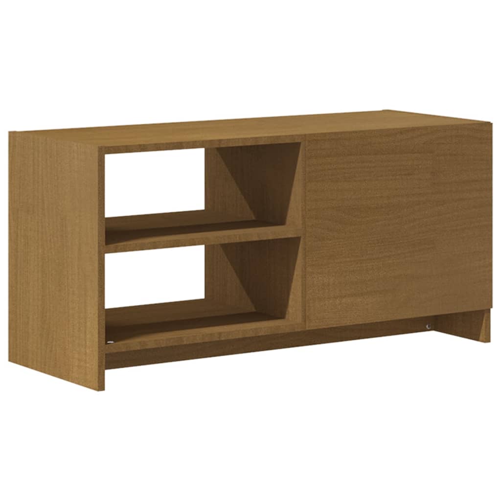 tv-skab 80x31x39 cm massivt grantræ honningbrun