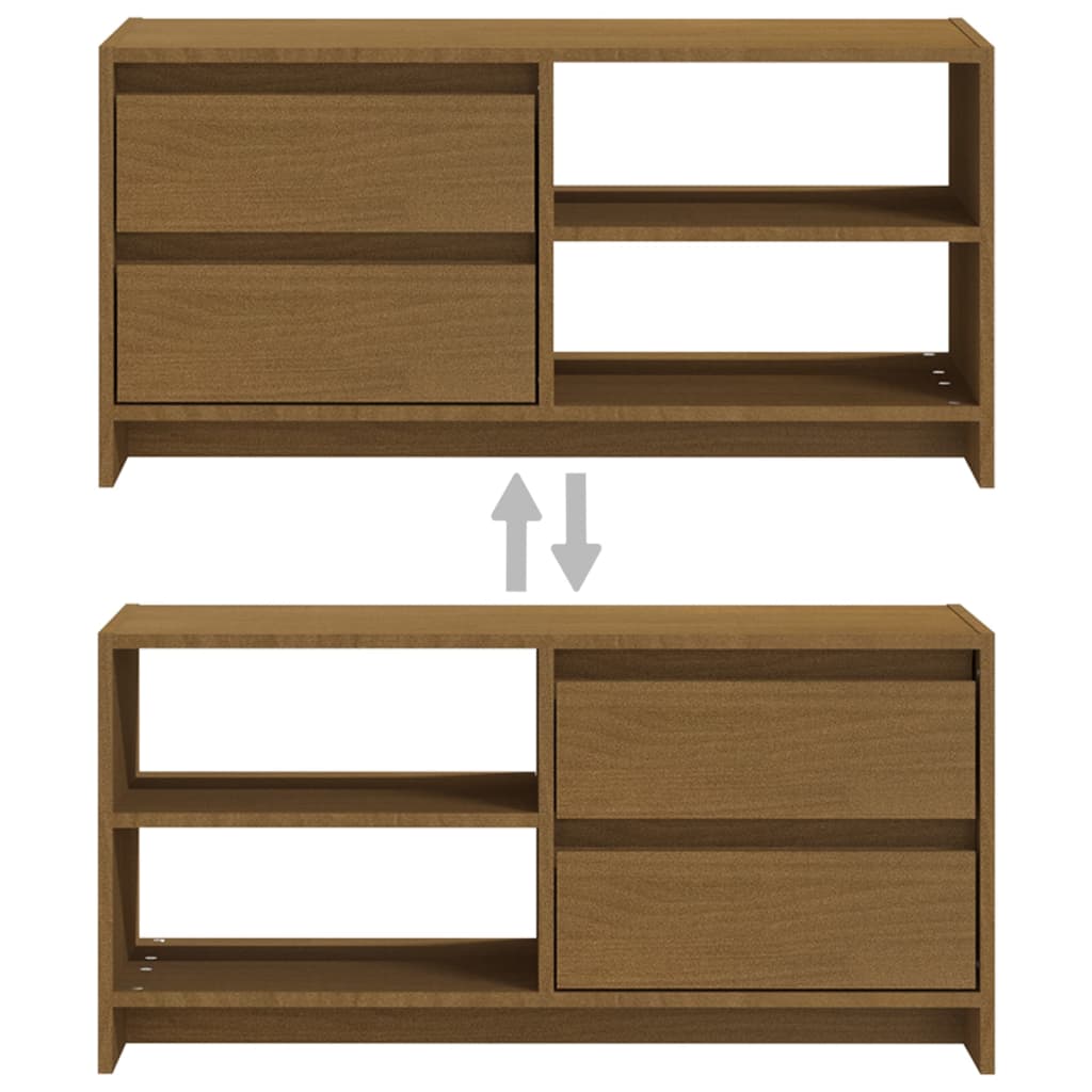 tv-skab 80x31x39 cm massivt grantræ honningbrun