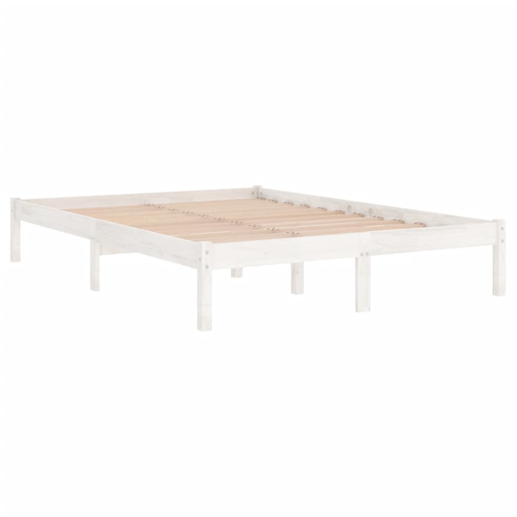 sengeramme 140x190 cm massivt fyrretræ hvid