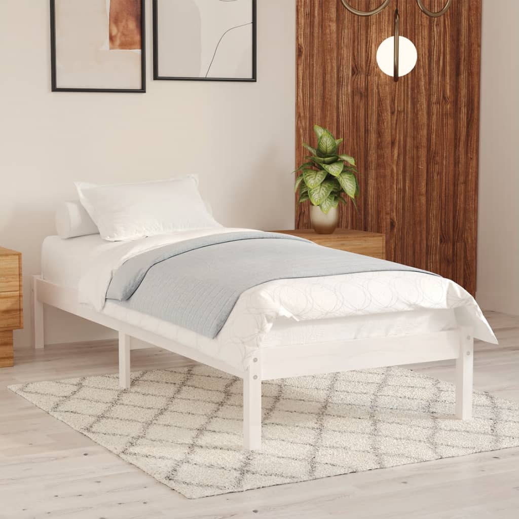 sengeramme 100x200 cm massivt fyrretræ hvid
