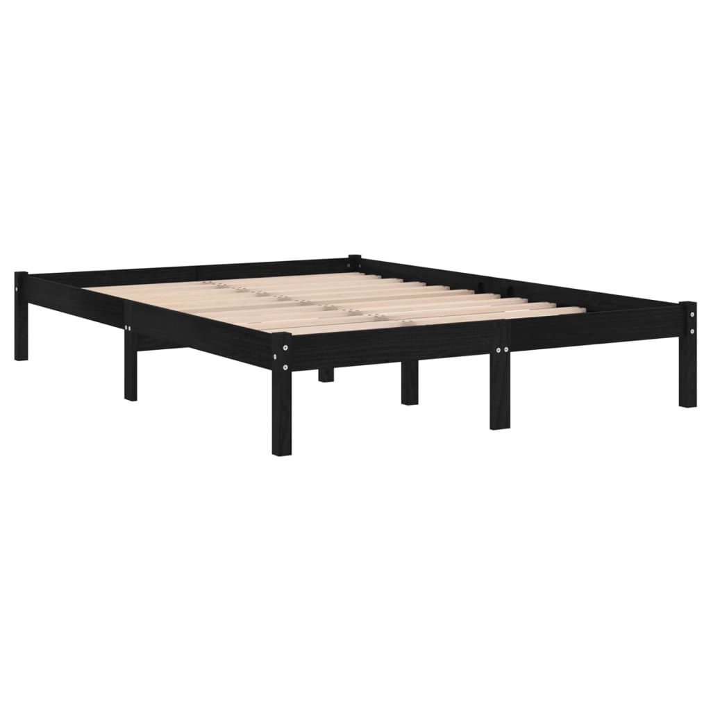 sengeramme 150x200 cm King Size massivt træ sort