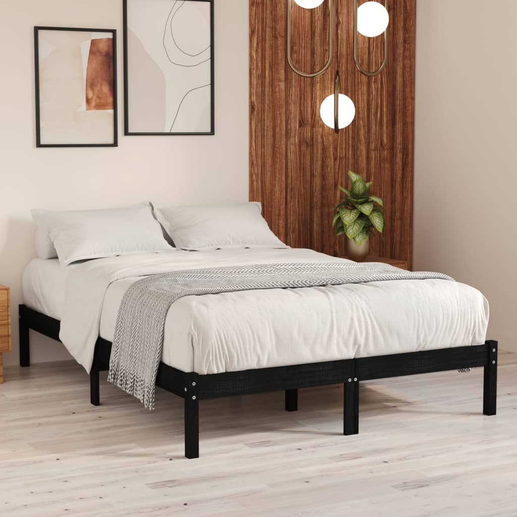 sengeramme 150x200 cm King Size massivt træ sort
