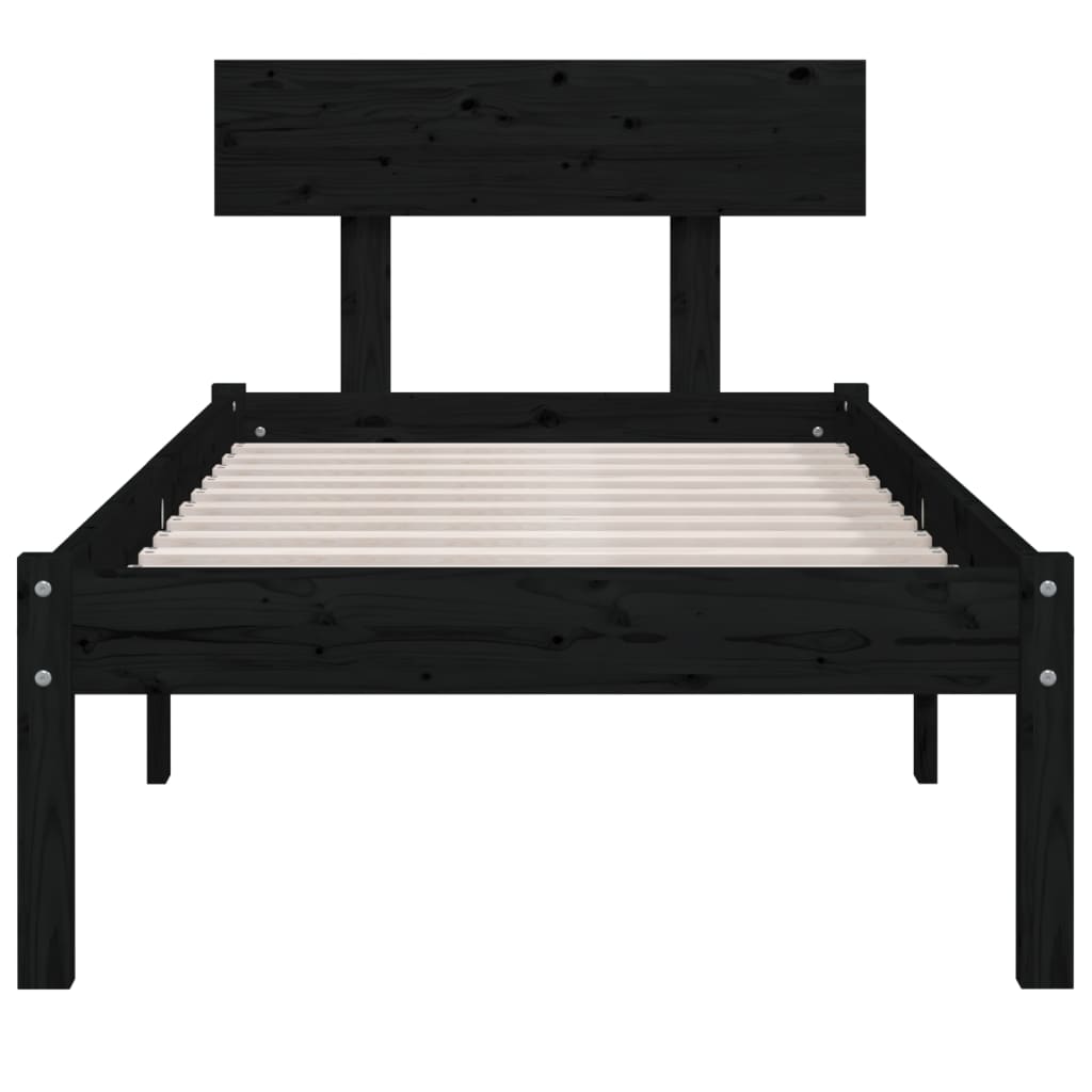 sengeramme 75x190 cm Small Single massivt træ sort
