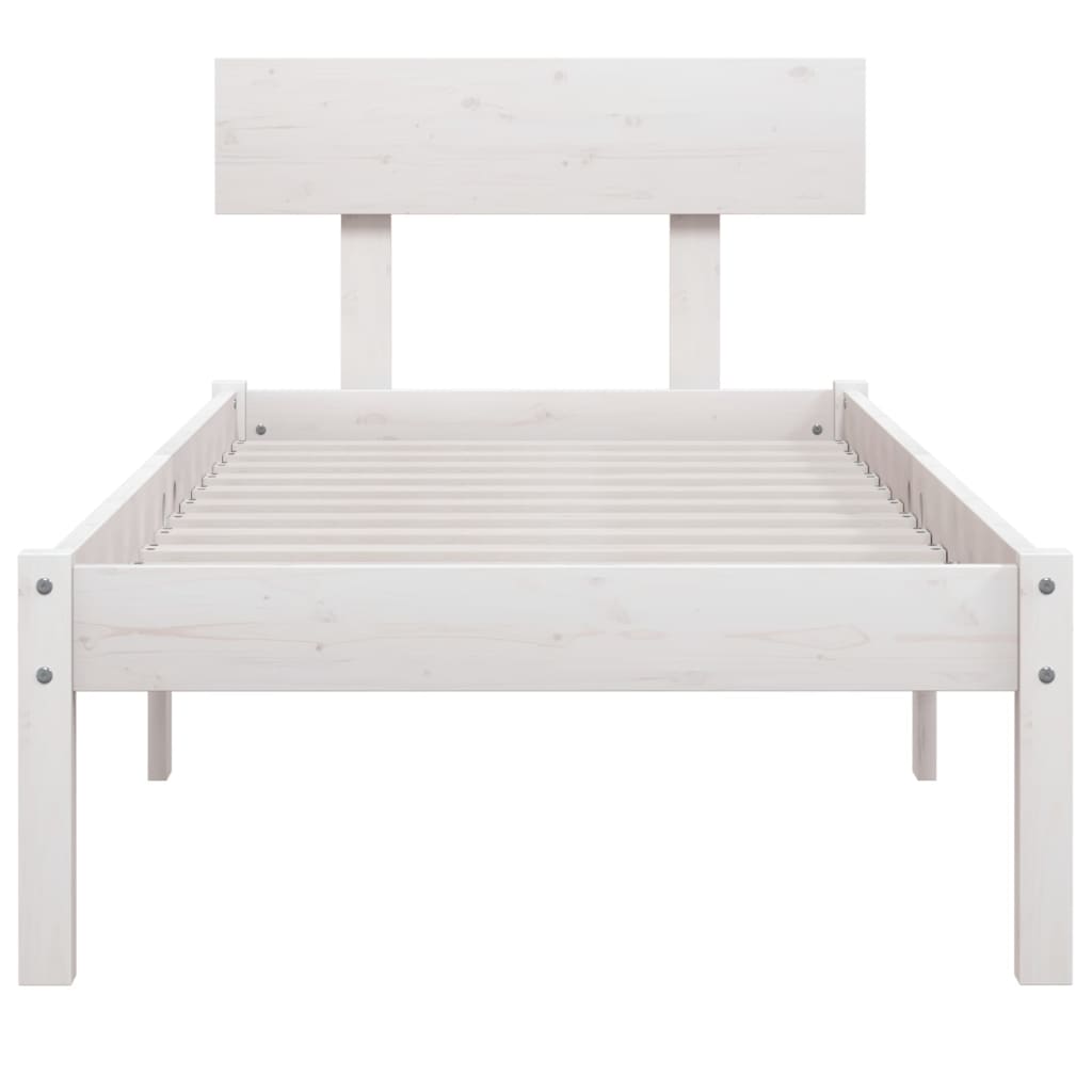 sengeramme 90x190 cm Single massivt fyrretræ hvid