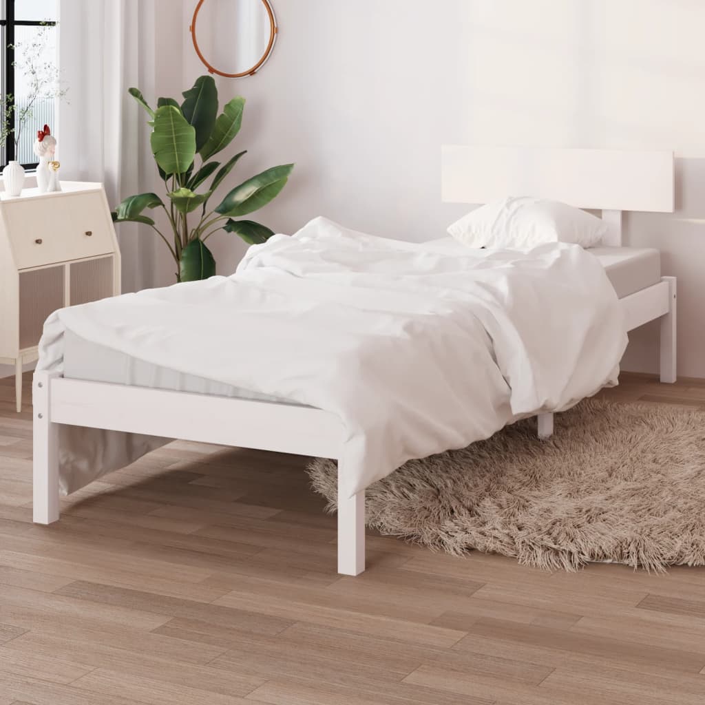 sengeramme 90x190 cm Single massivt fyrretræ hvid