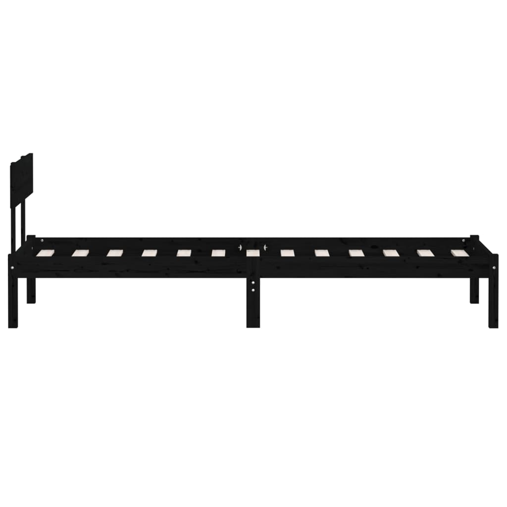 sengestel 90x190 cm Single massivt fyrretræ sort