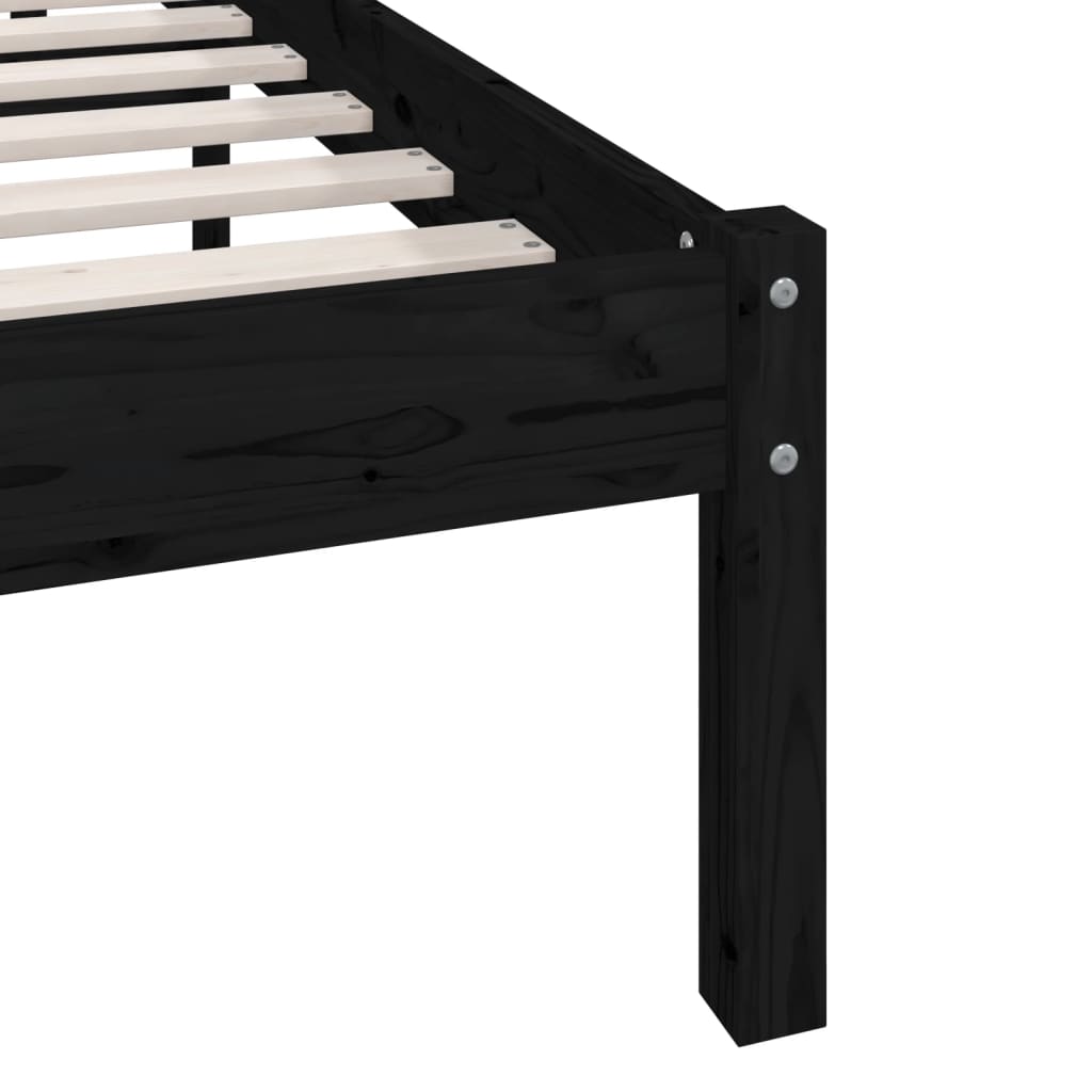 sengestel 90x190 cm Single massivt fyrretræ sort