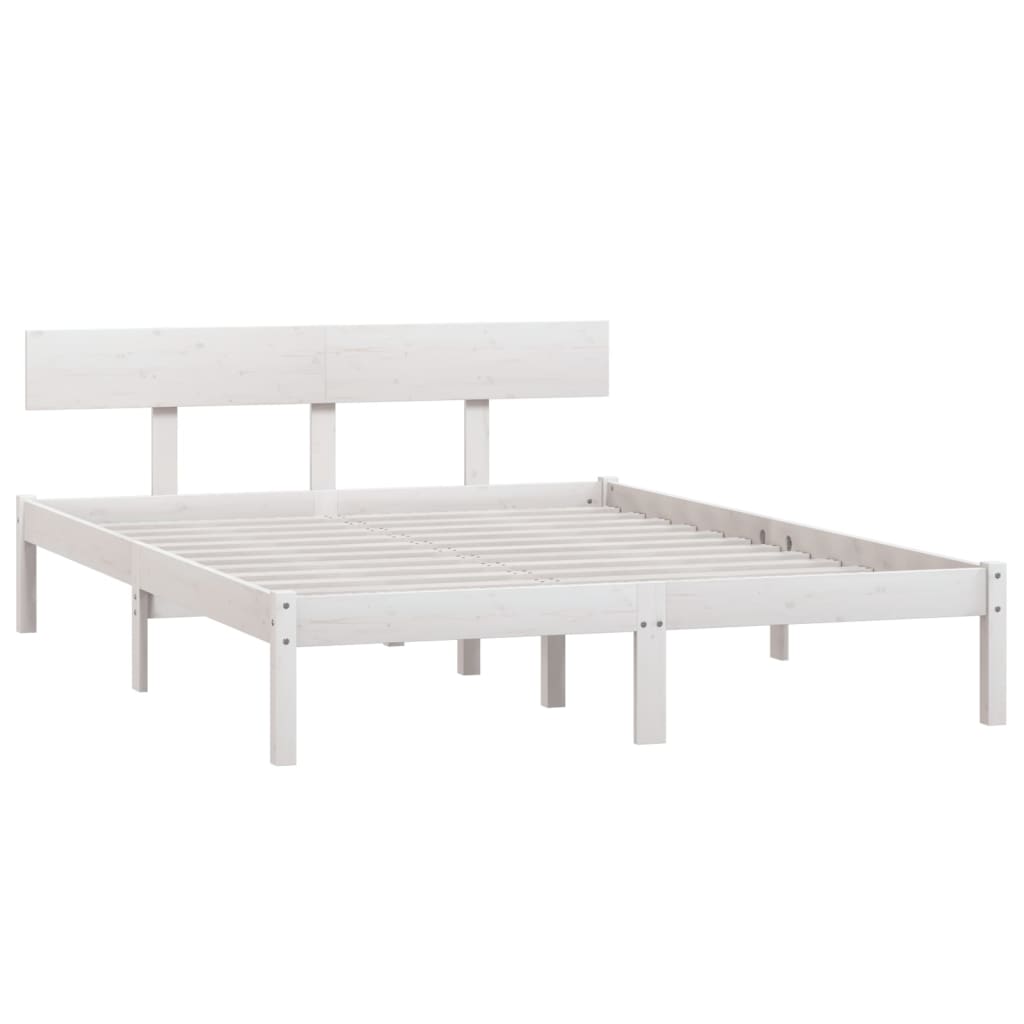 sengeramme 140x190 cm massivt fyrretræ hvid