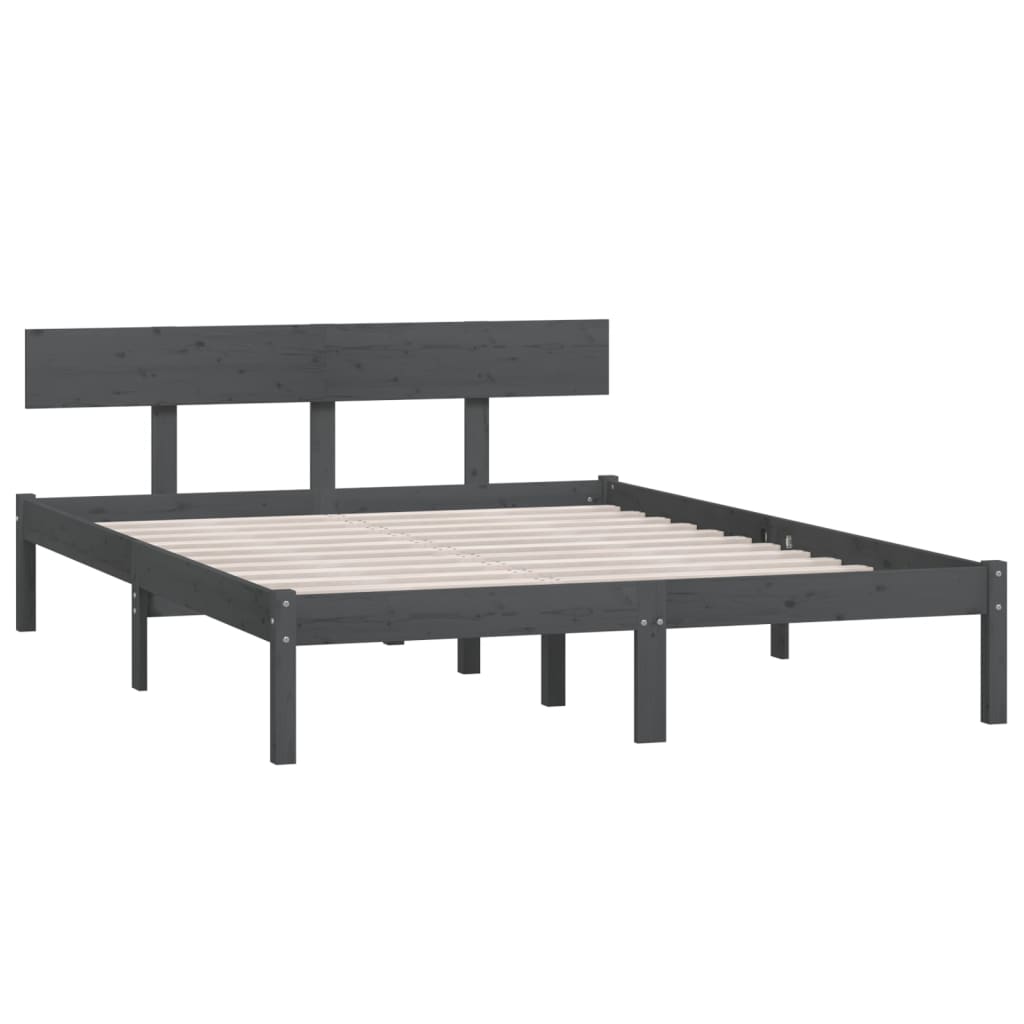 sengeramme 140x190 cm massivt fyrretræ grå