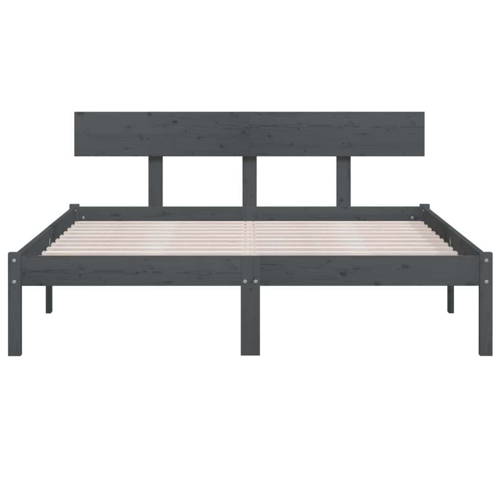 sengeramme 140x190 cm massivt fyrretræ grå
