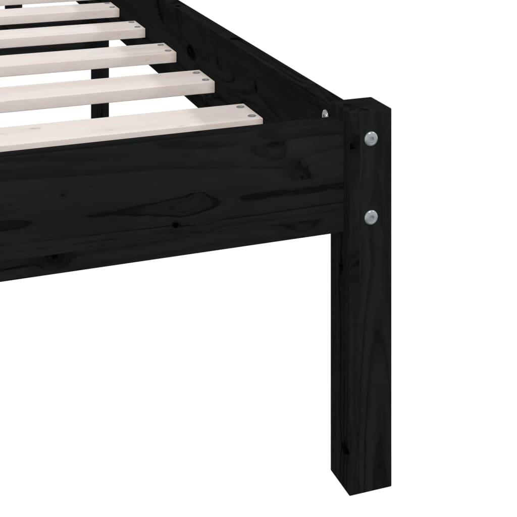 sengeramme 140x190 cm massivt fyrretræ sort