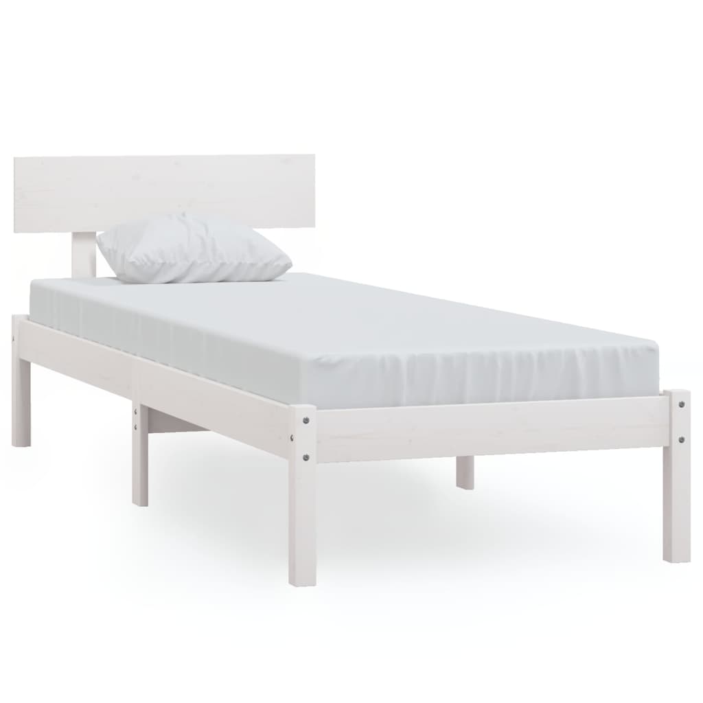 sengestel 100x200 cm massivt fyrretræ hvid