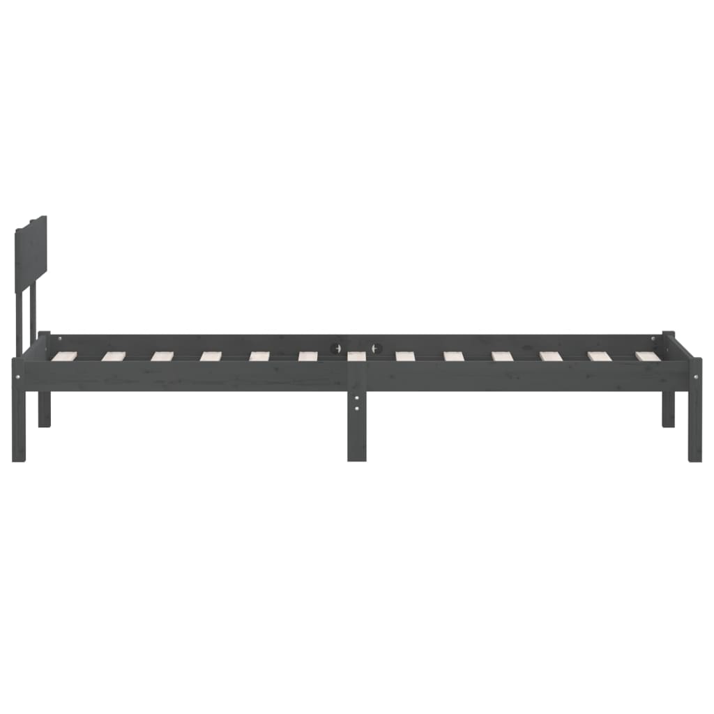 sengestel 100x200 cm massivt fyrretræ grå
