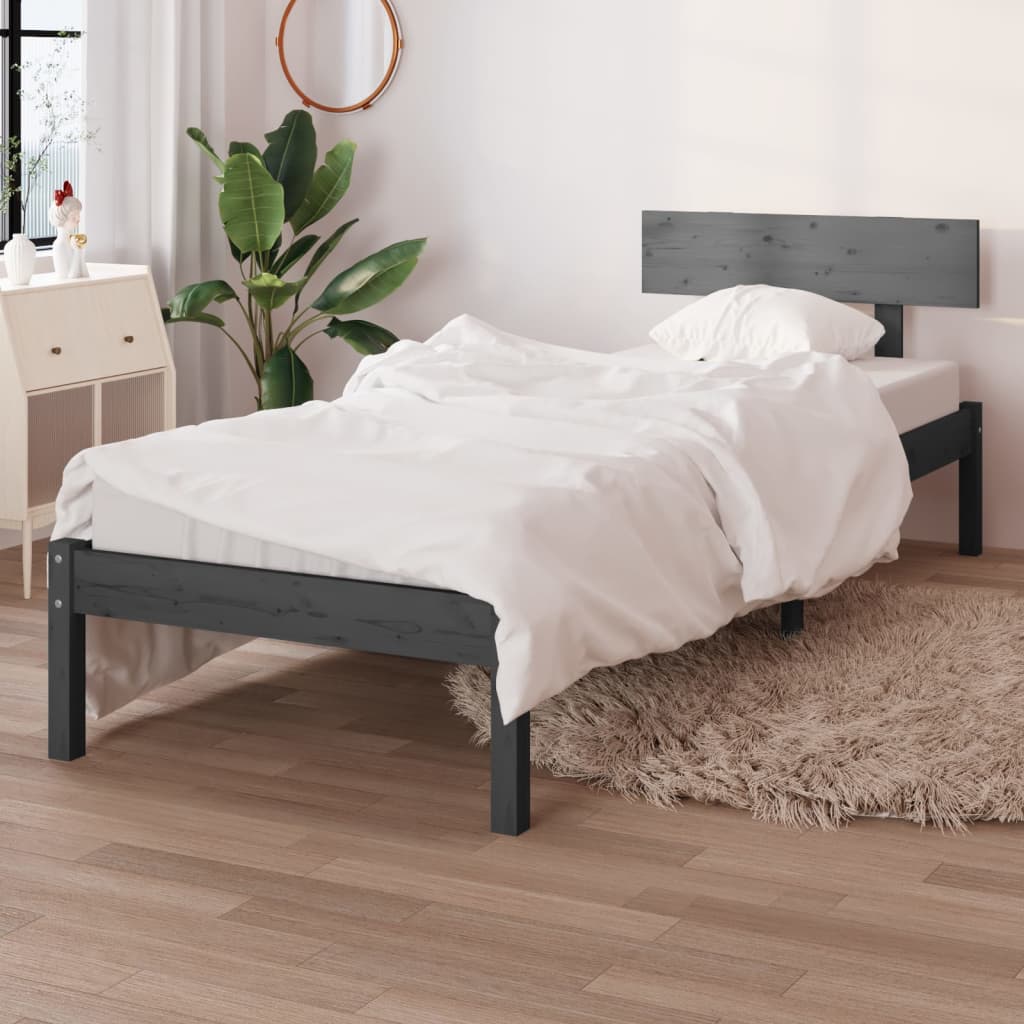 sengestel 100x200 cm massivt fyrretræ grå
