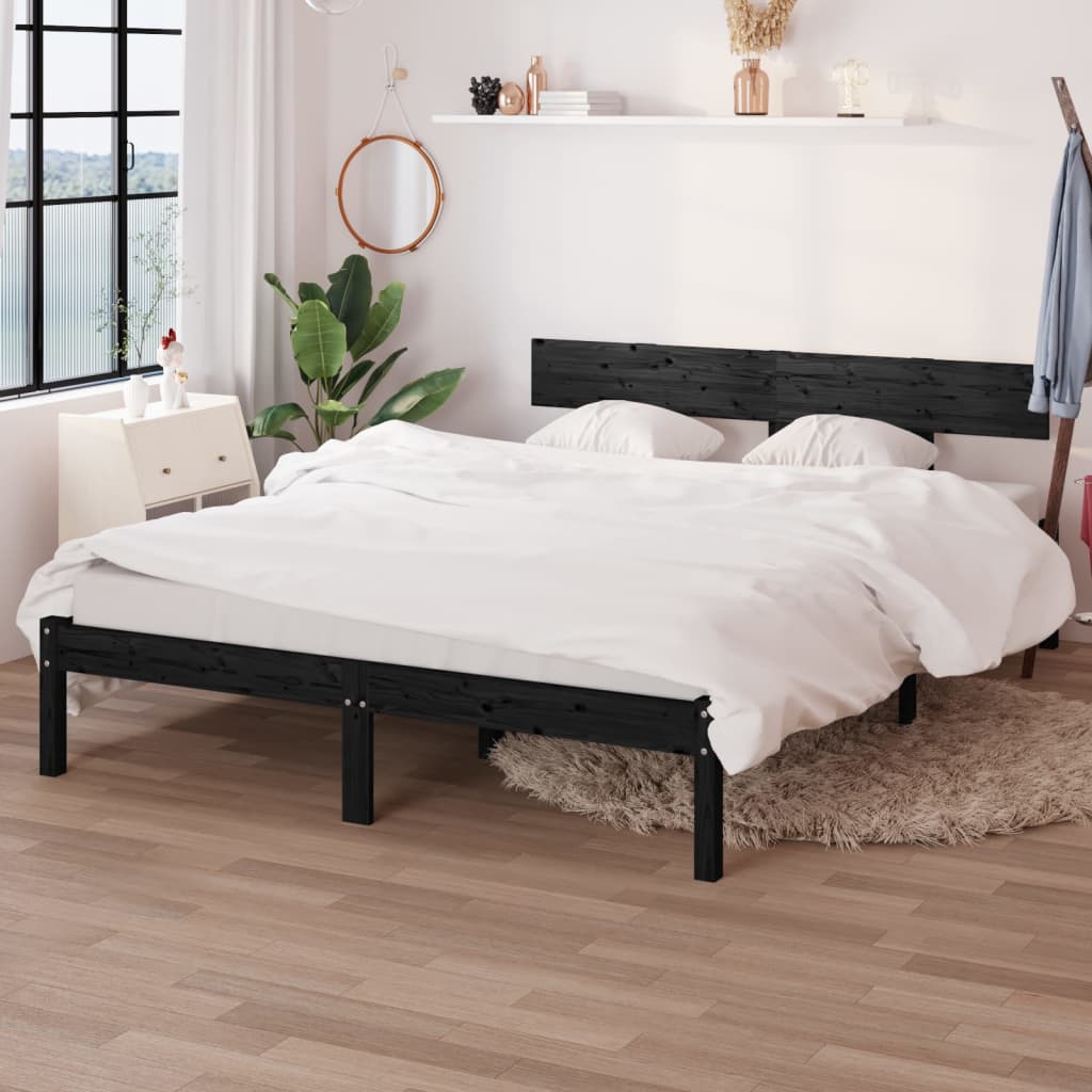 sengeramme 120x200 cm massivt fyrretræ sort
