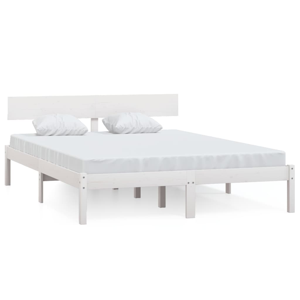 sengeramme 140x200 cm massivt fyrretræ hvid